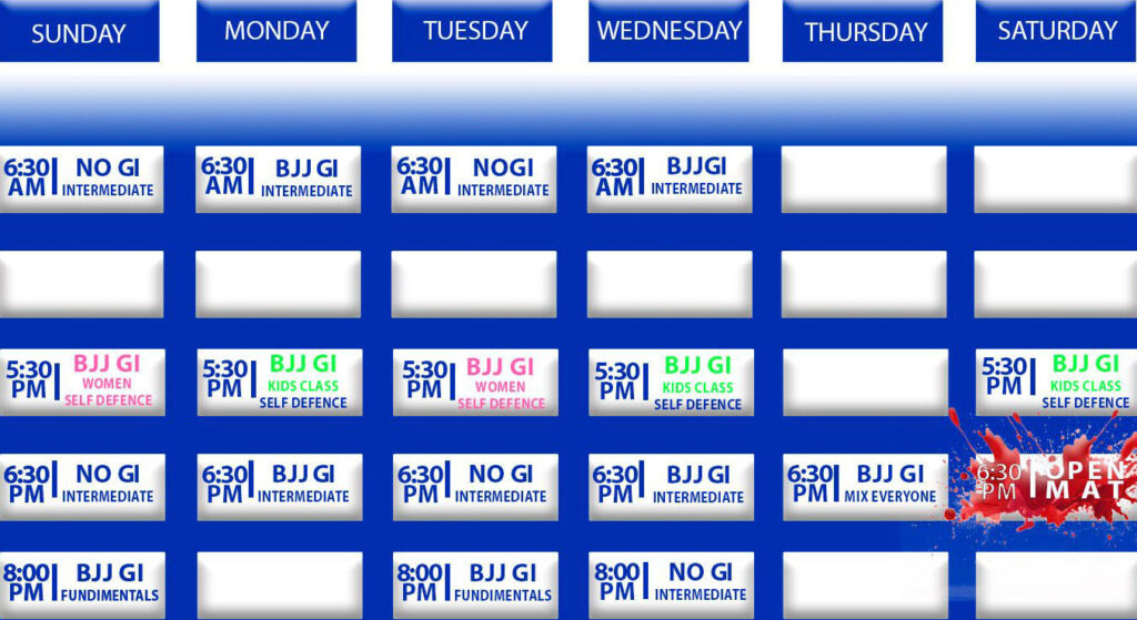 schedule of Brazilian jiujitsu in erbil